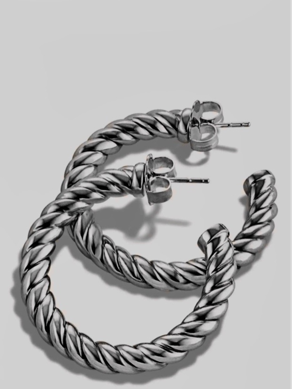 Cable Classic Hoop earrings by David Yurman 40mm in Sterling Silver